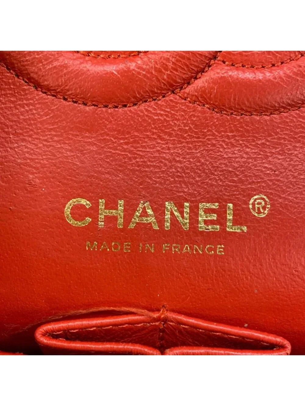 Chanel Shoulder Bag Double Flap Quilted Red Ivory Gold